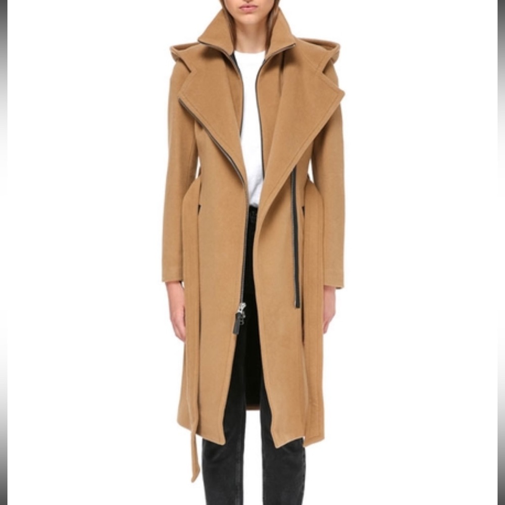 NWT Mackage Janya Leather Trim Belted Coat